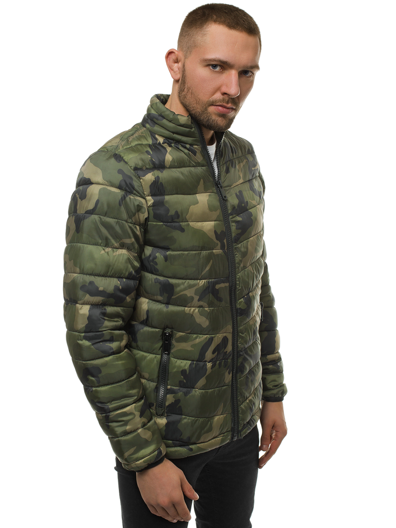 Férfi átmeneti kabát zöld-terepmintás OZONEE JS/SM80Z
