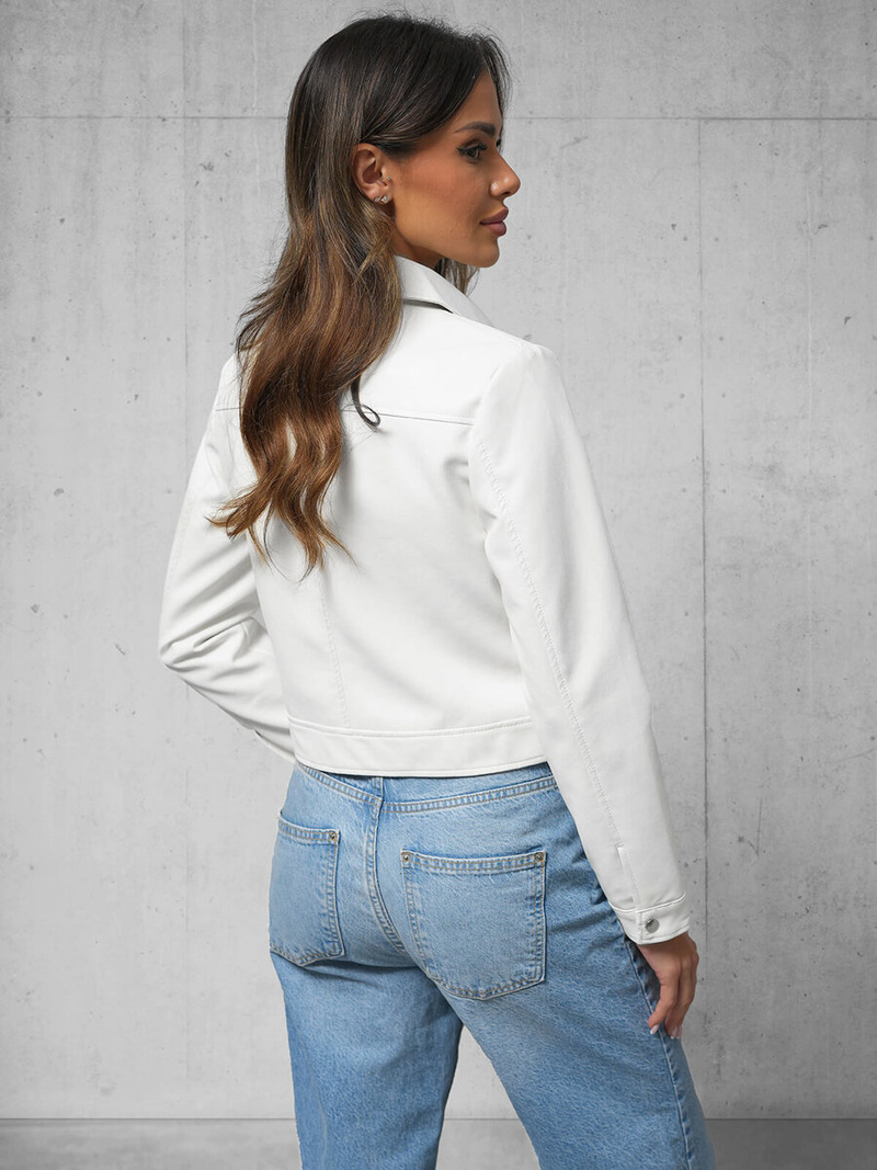 Női Bőrdzseki Fehér OZONEE O/G117