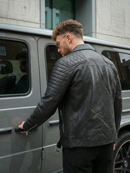 Férfi bőrdzseki fekete OZONEE JS/11Z8069