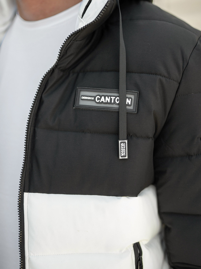 Férfi téli parka kabát fekete-fehér OZONEE JS/31M5083/281