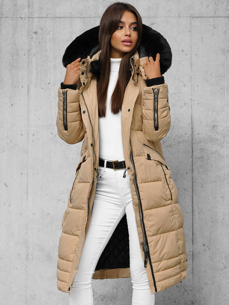 Női téli kabát bézs OZONEE O/W377