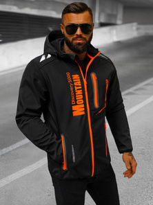 Férfi kapucnis softshell kabát fekete-narancs OZONEE JS/HH026/1