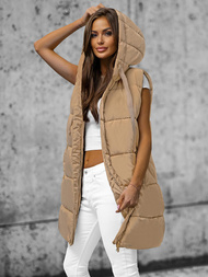 Női hosszú mellény bézs OZONEE O/81266Z