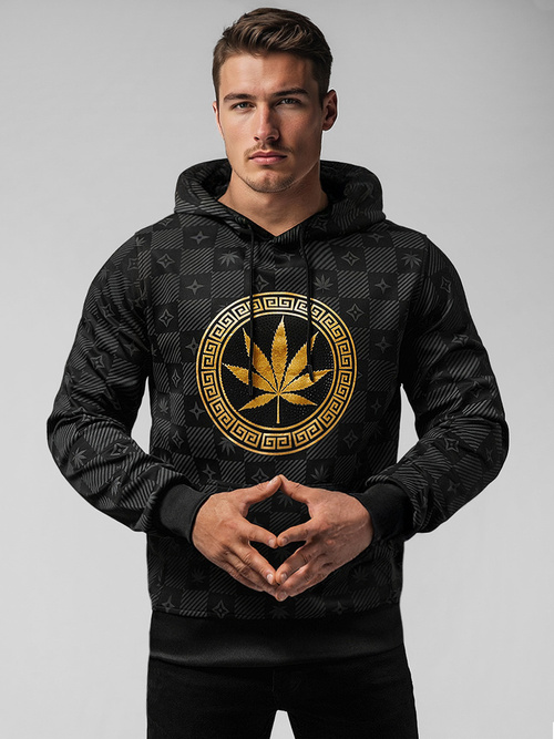 Férfi kapucnis pulóver fekete OZONEE O/B265Z