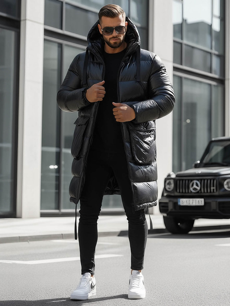 Férfi téli kabát fekete OZONEE O/M3205Z