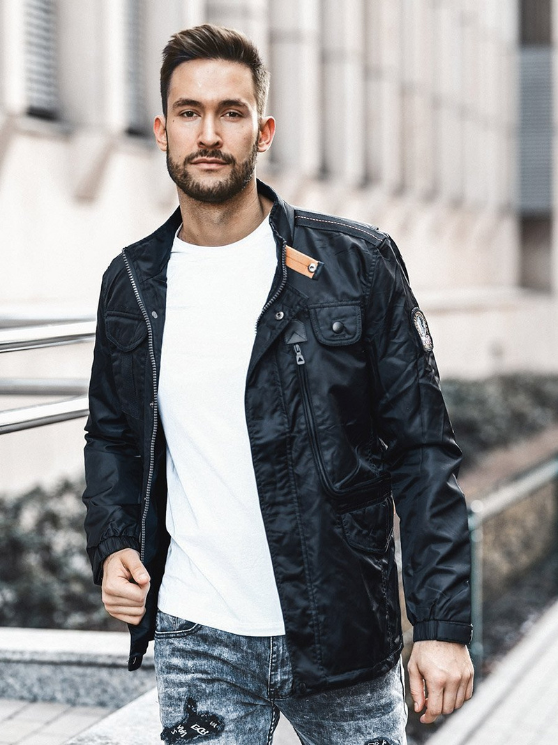 Férfi átmeneti kabát fekete OZONEE O/99237