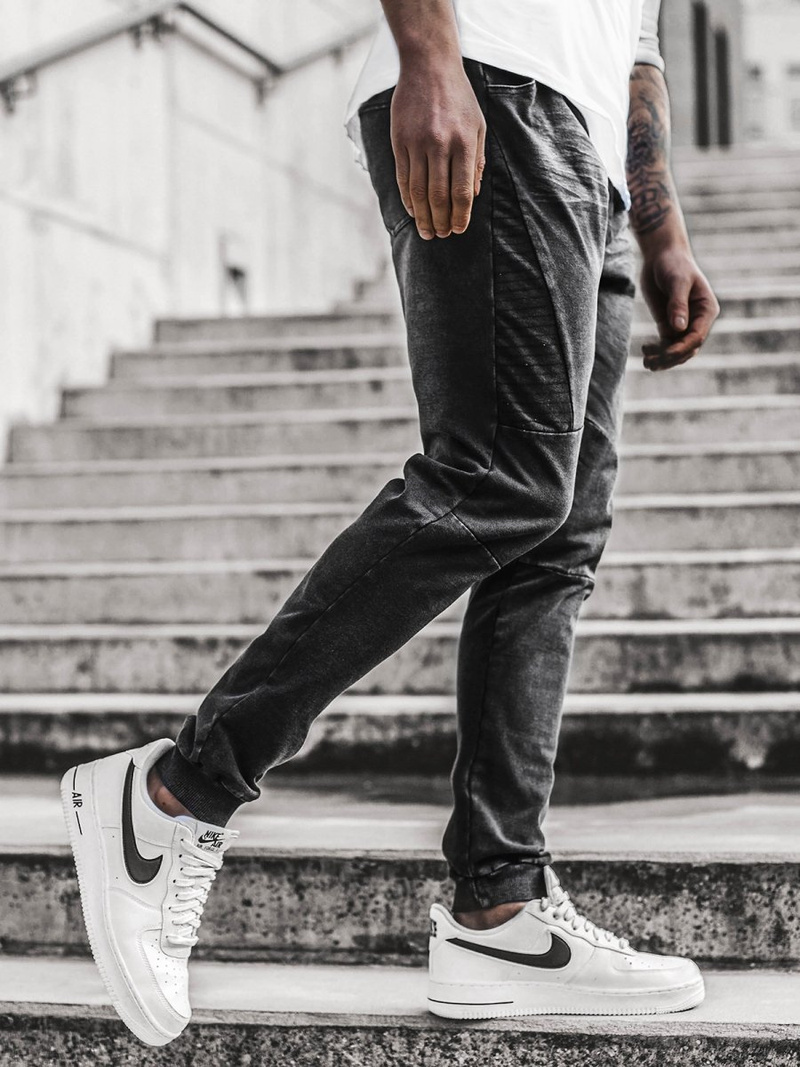 Férfi farmer jogger nadrág Fekete OZONEE JS/KK1098