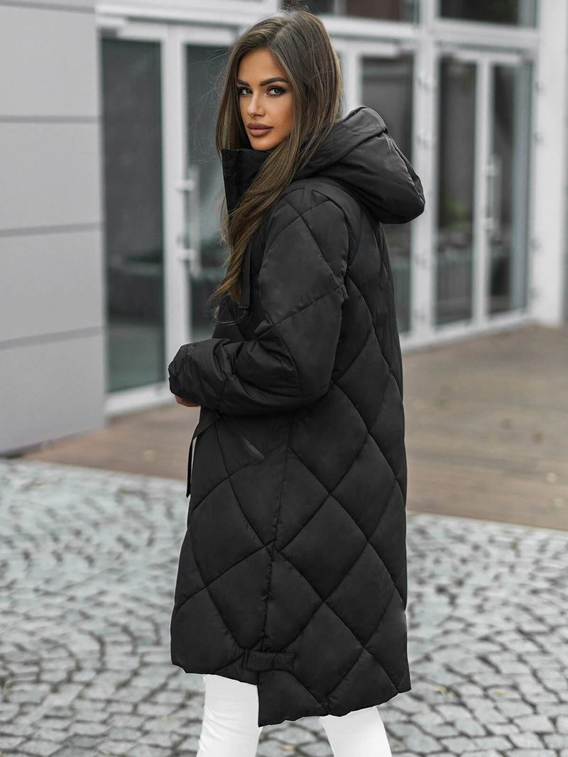 Női téli kabát fekete OZONEE JS/5M3168/392Z