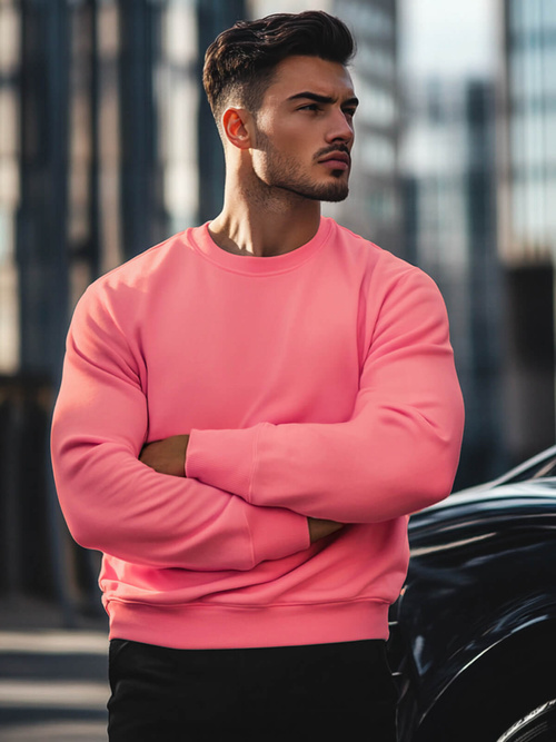 Férfi pulóver rózsaszín OZONEE JS/2001-10Z