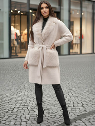 Női kabát bézs OZONEE JS/53M5200/155Z