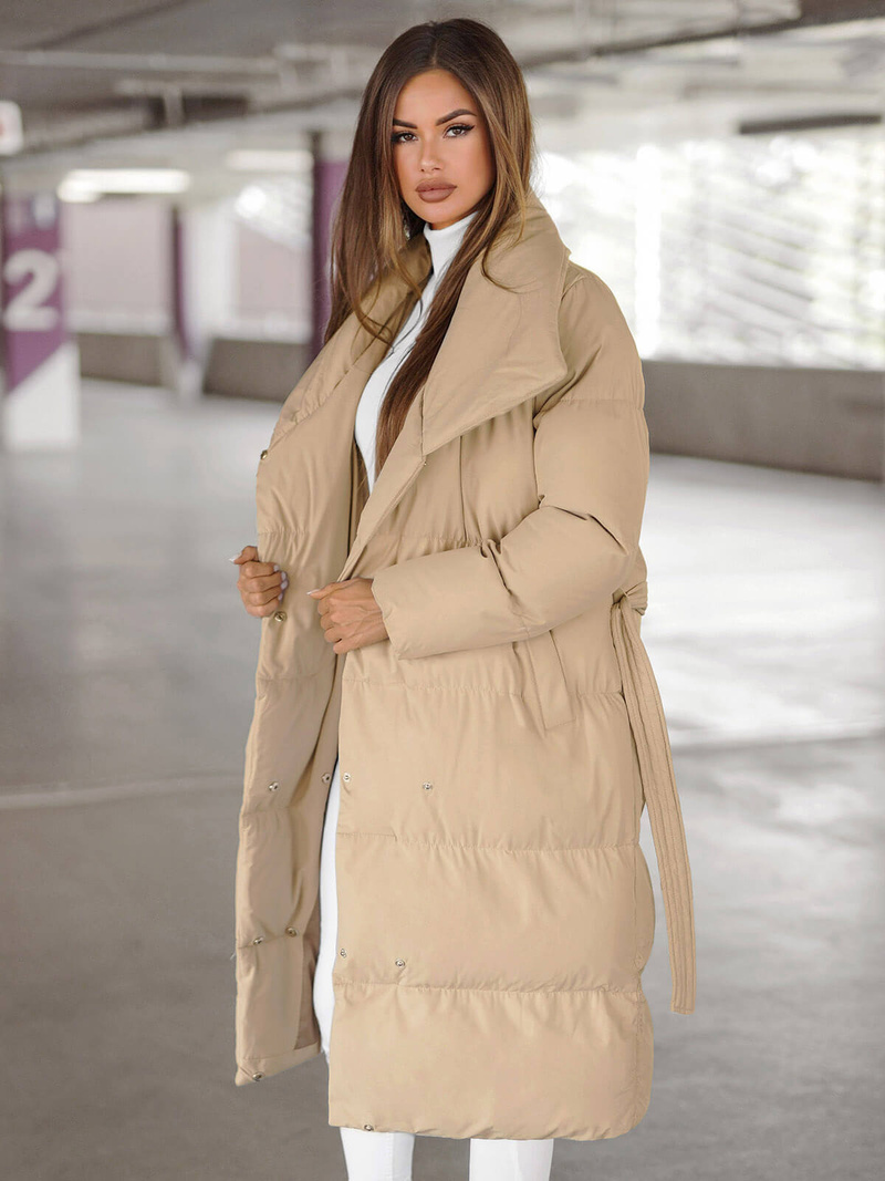 Női téli kabát bézs OZONEE JS/M737/62Z