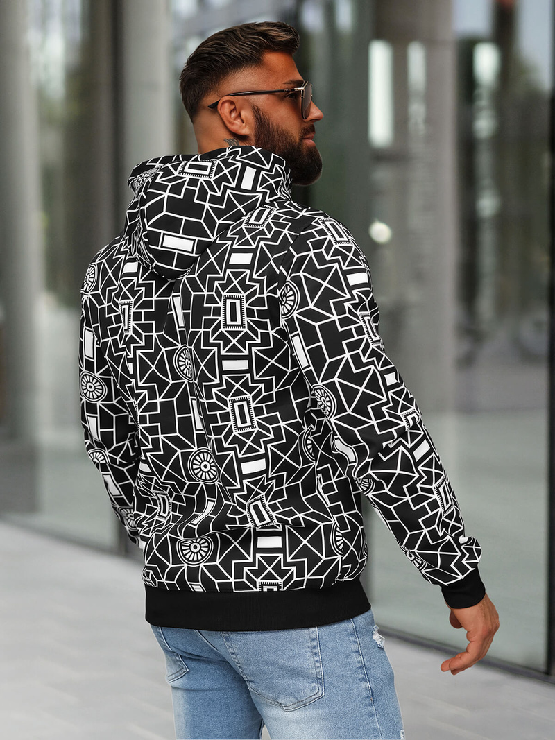 Férfi kapucnis pulóver fekete OZONEE JS/8B1236/3