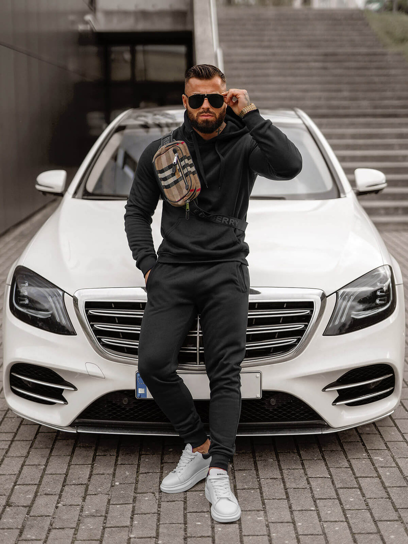 Férfi melegítő együttes Fekete OZONEE JS/68C10381/3Z