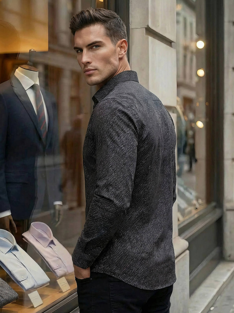 Férfi ing fekete OZONEE V/V184Z